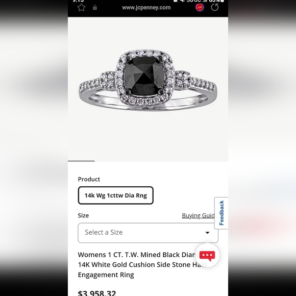 Black diamond ring w/ diamonds surrounding - Picture 7 of 8